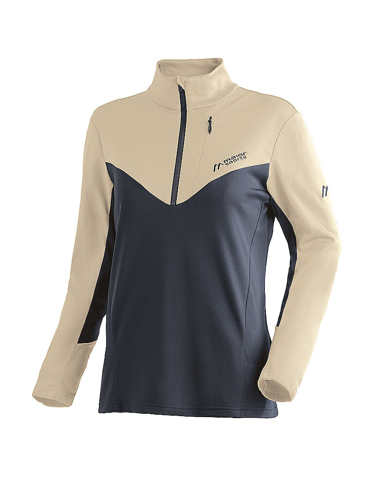 maier sports Zipshirt Fleece Midlayer Dryprotec Beige