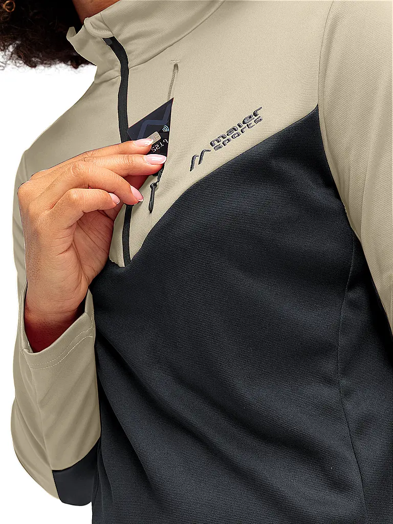 MAIER SPORTS | Damen Unterzieh Zipshirt Evii | Beige