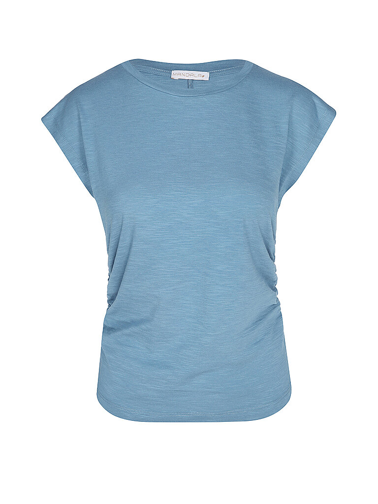 mandala Tank Top Side Ruffles Kurzarm Hellblau