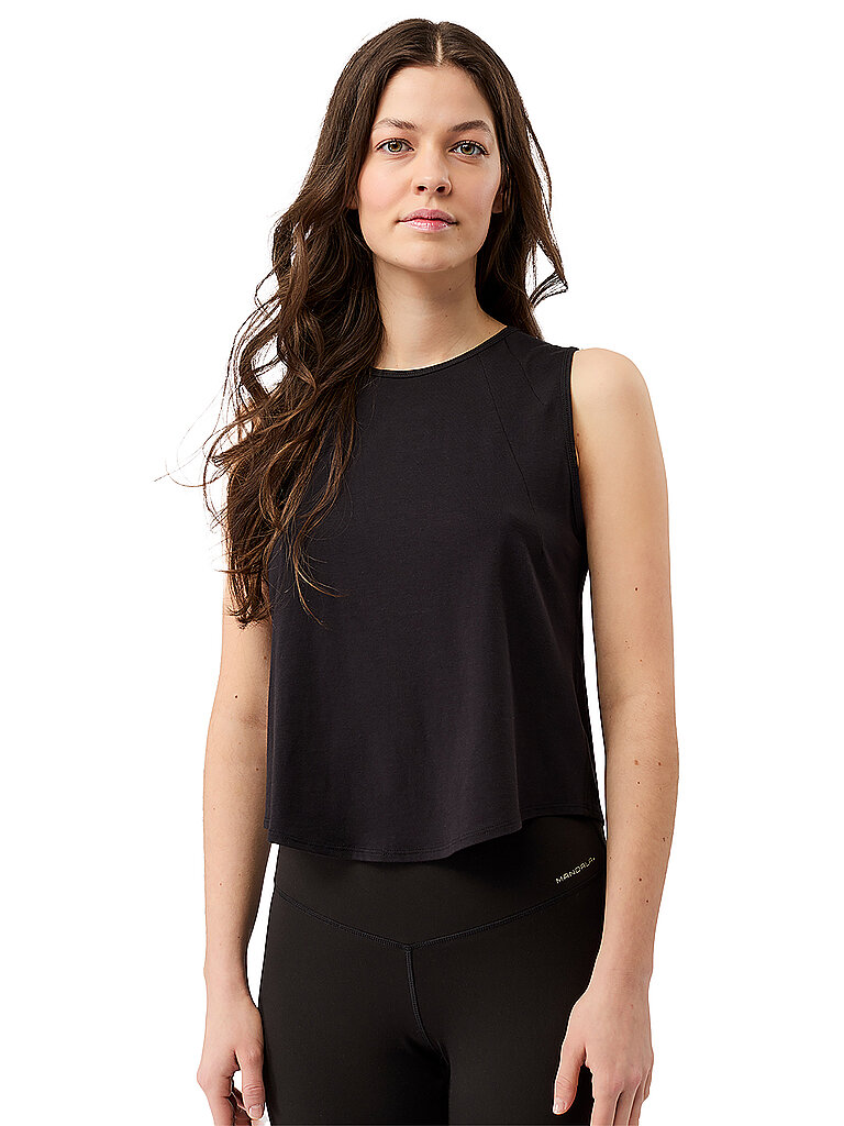 mandala Tank Top Cropped Mesh Schwarz