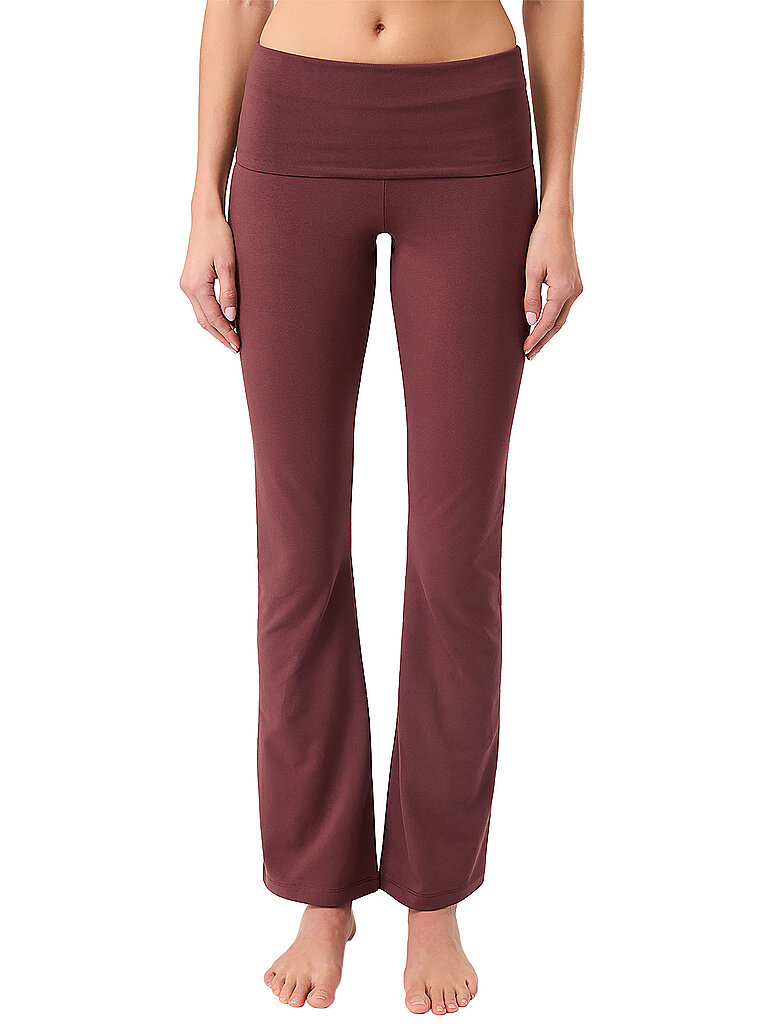 Damen Yoga Hose Classic Rolldown dunkelrot M W
