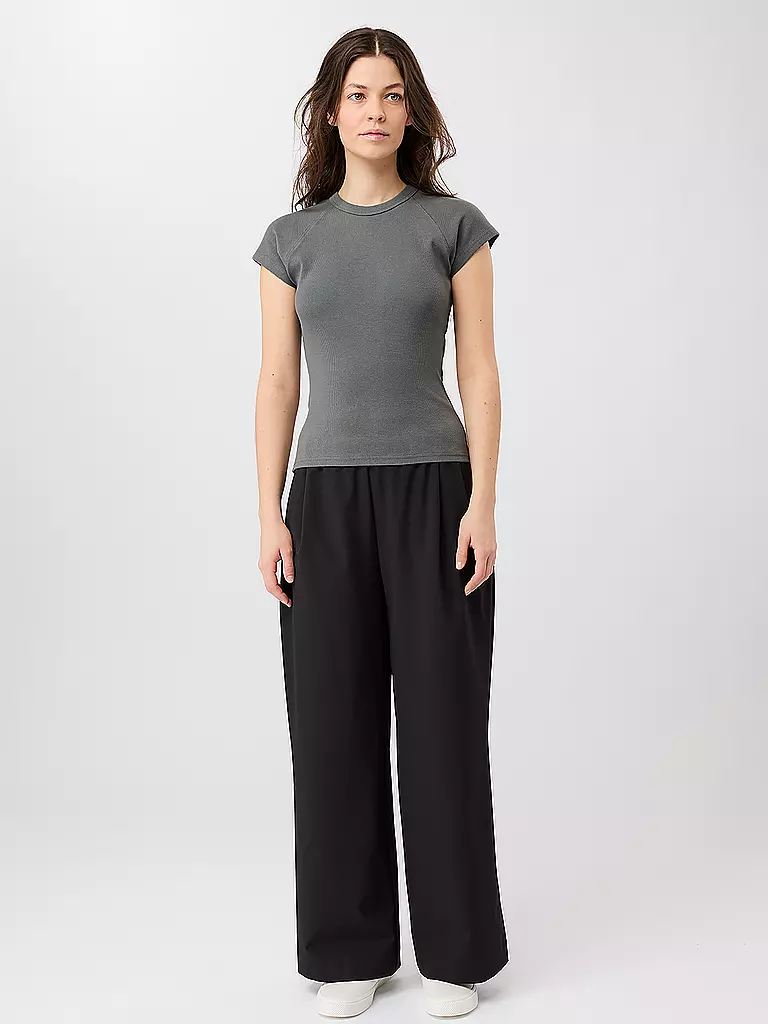 MANDALA | Damen Yogashirt Slim Fit Ribbed | grau