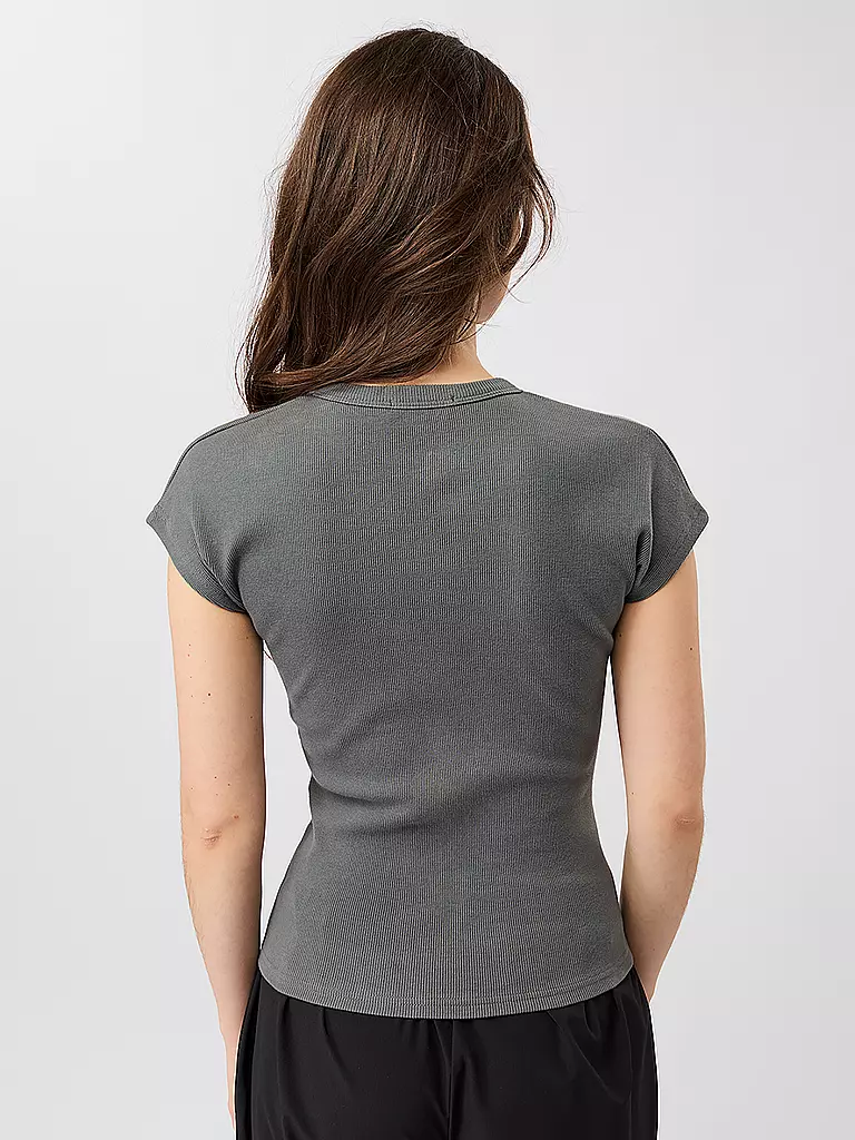 MANDALA | Damen Yogashirt Slim Fit Ribbed | grau
