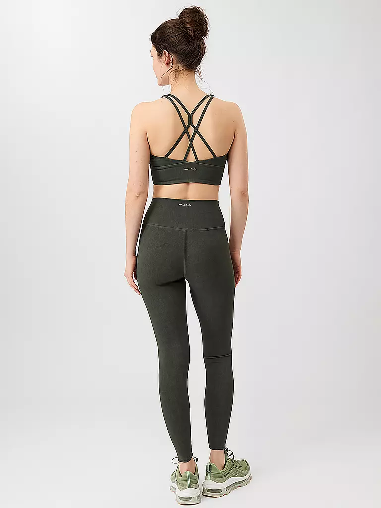MANDALA | Damen Yogatight Mono Printed | dunkelgrün