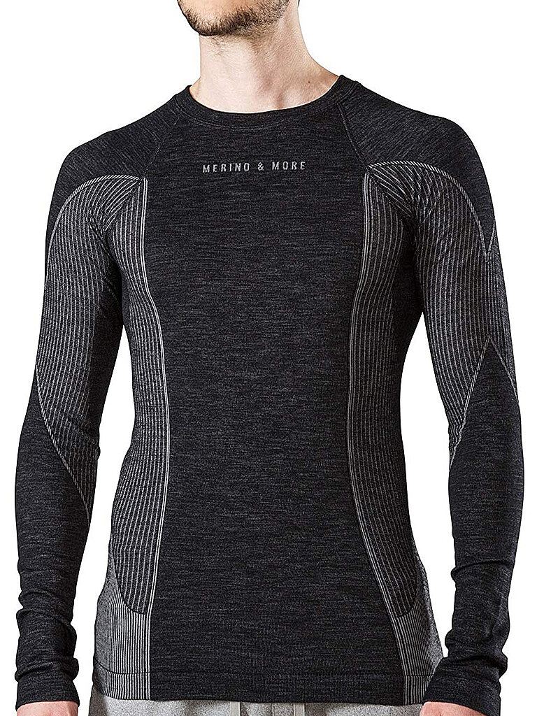MERINO & MORE Longsleeve Shirt Merinowolle Schwarz