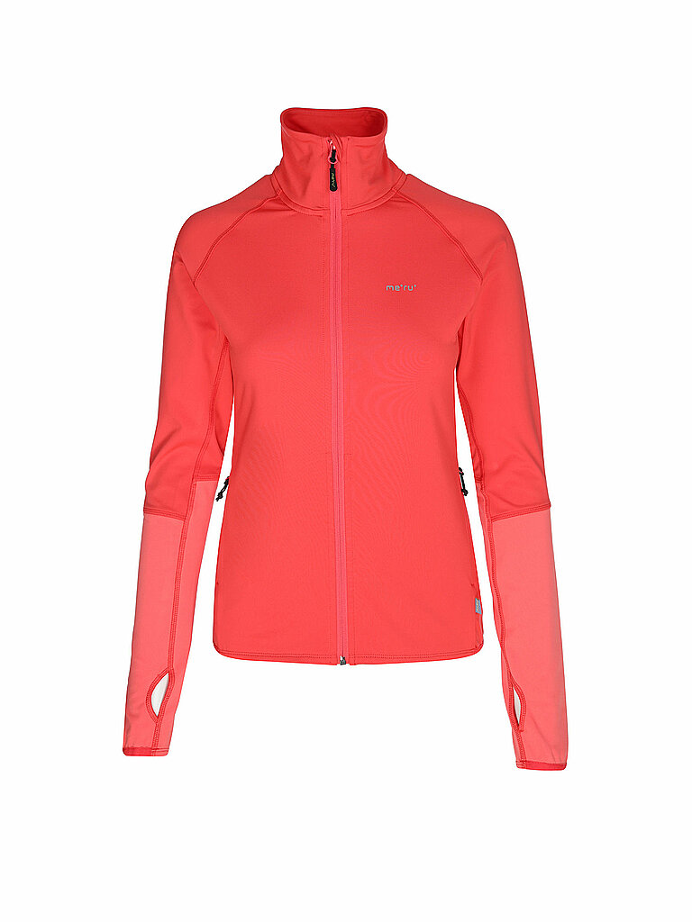 Meru Fleecejacke Powerstretch Raglan Polyester-Elastan Koralle