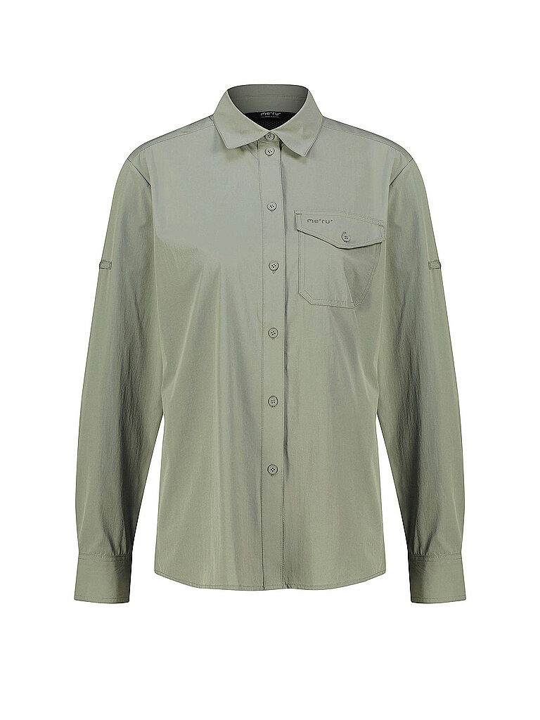 Meru Wanderbluse Lahan Stretchstoff Nylon Gruen