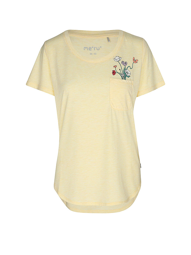 Meru Funktionsshirt Locker Geschnitten Jersey Blumenmotiv Beige