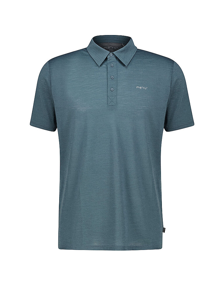 Meru Funktionspolo Merino-Wolle-Polyester-Mix Dunkelblau
