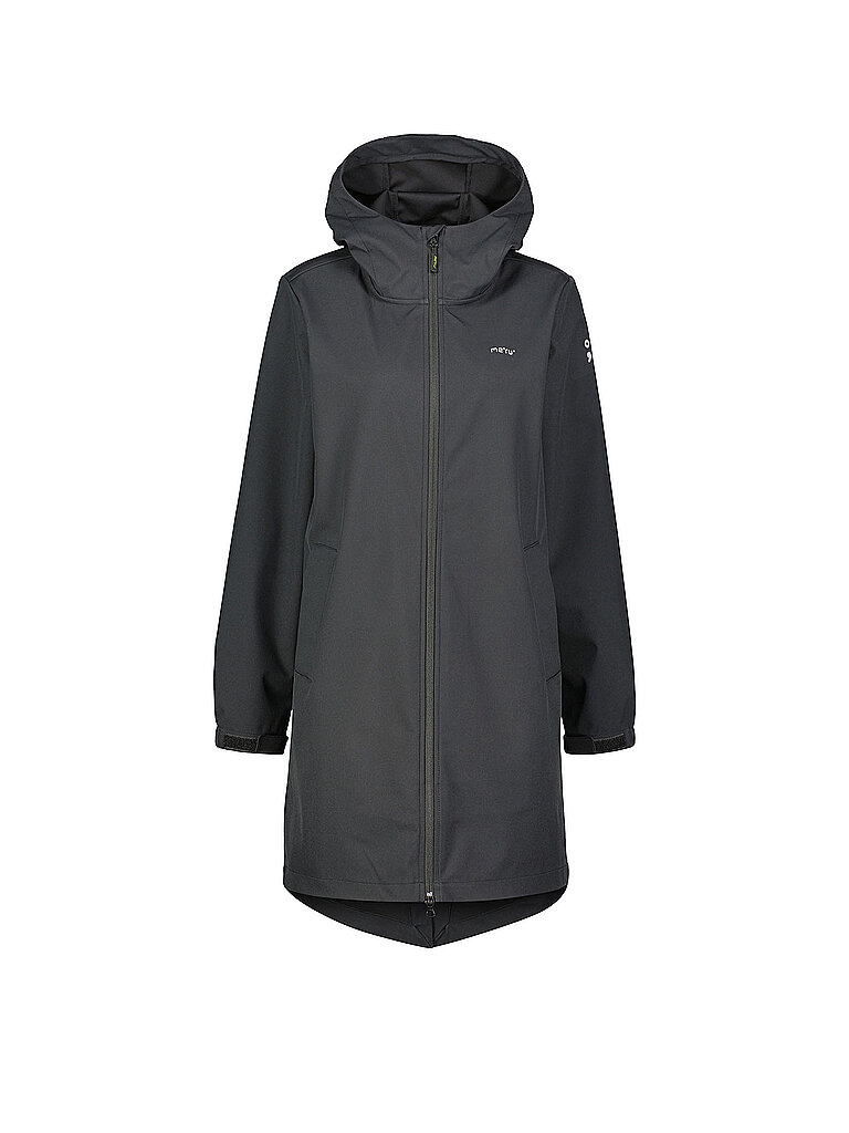 Meru Softshellparka Hoodie Recyceltes Polyester-Elasthan Schwarz