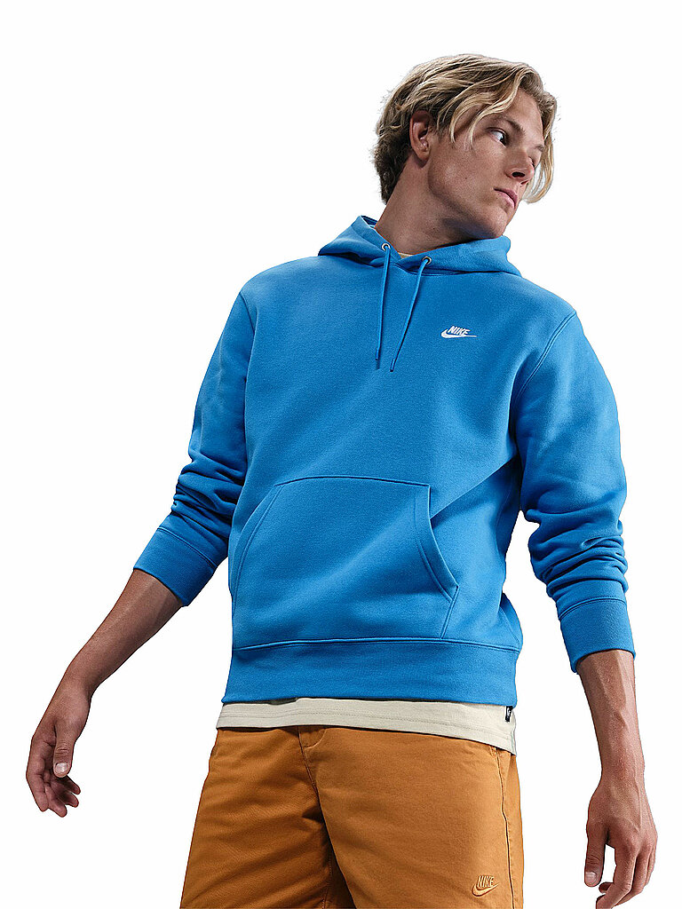 Nike Hoodie Club Fleece Baumwolle-Polyester Blau