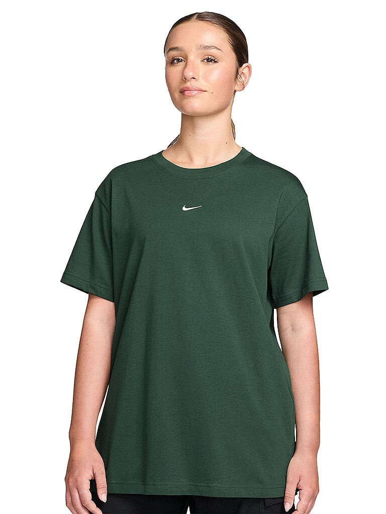 Nike T-Shirt Rundhals Kurzarm Oversized Baumwolle Dunkelgrün