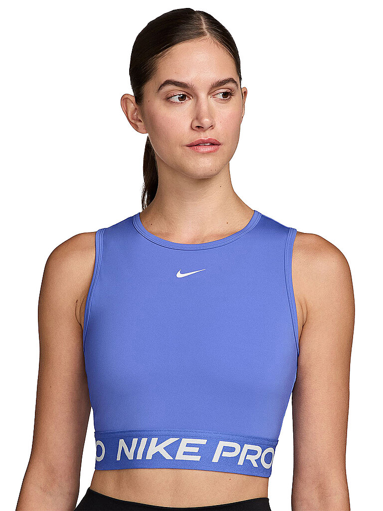 Nike T-Shirt Fitnesstop Pro Cropped Jacquard Blau