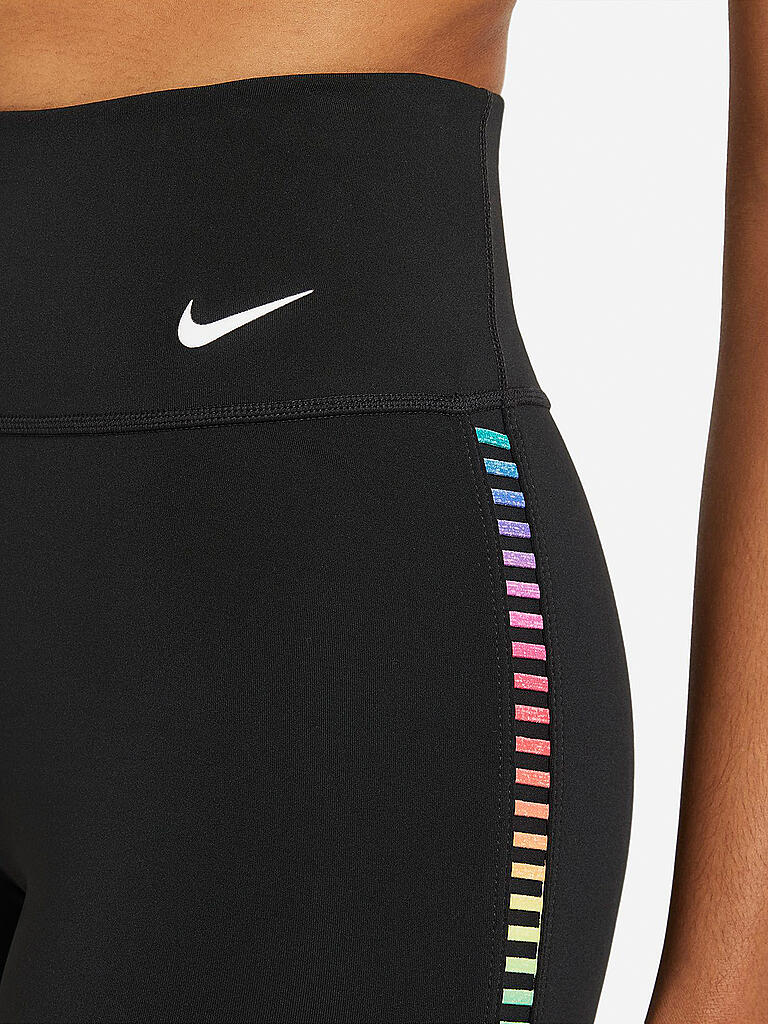 NIKE | Damen Fitnessshort One Rainbow Ladder | schwarz