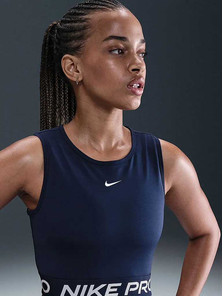 NIKE | Damen Fitnesstop Pro Cropped | dunkelblau