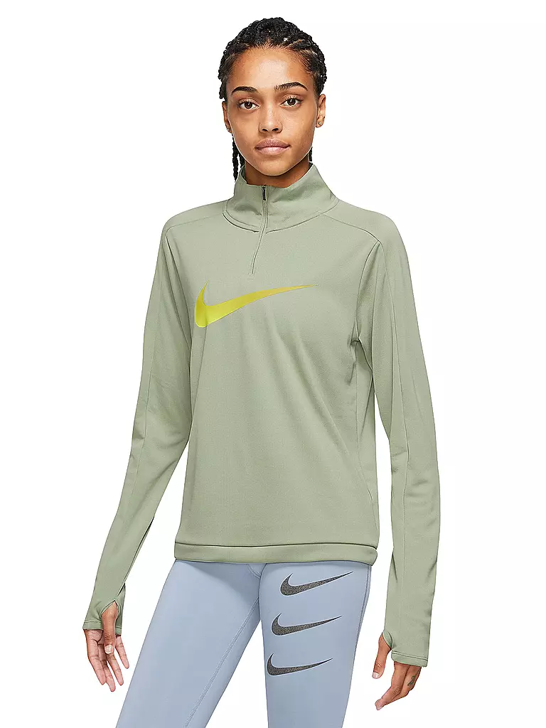 NIKE | Damen Laufshirt Dri-FIT Swoosh | olive