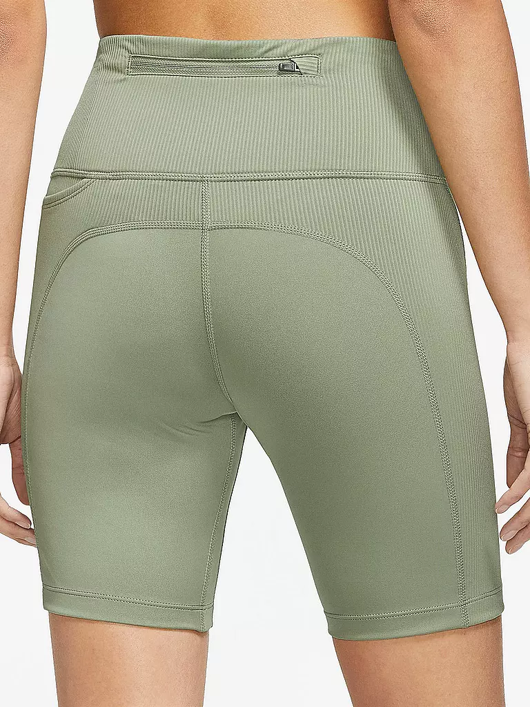 NIKE | Damen Laufshort Dri-FIT Mid-Rise Ribbed Panel | olive