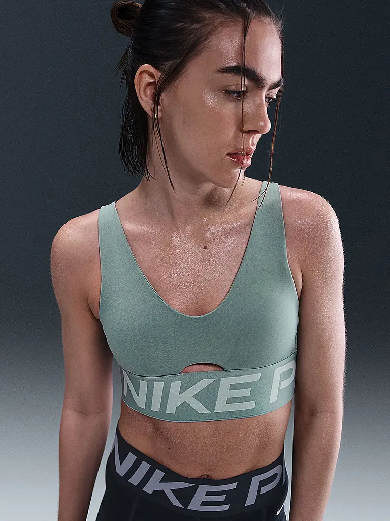 NIKE | Damen Sport-BH Pro Indy Plunge mit mittlerem Halt | Petrol
