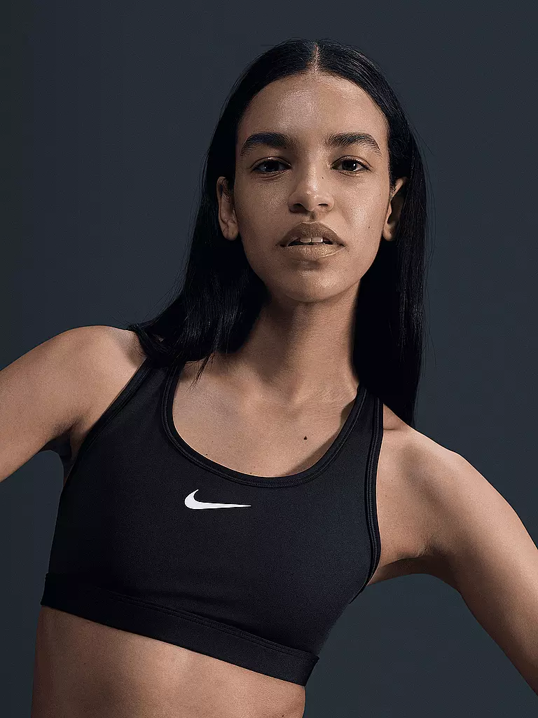 NIKE | Damen Sport-BH Swoosh Medium Support  | schwarz