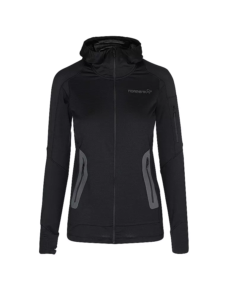 NORRØNA | Damen Fleecejacke falketind Power Grid Hoodie | schwarz