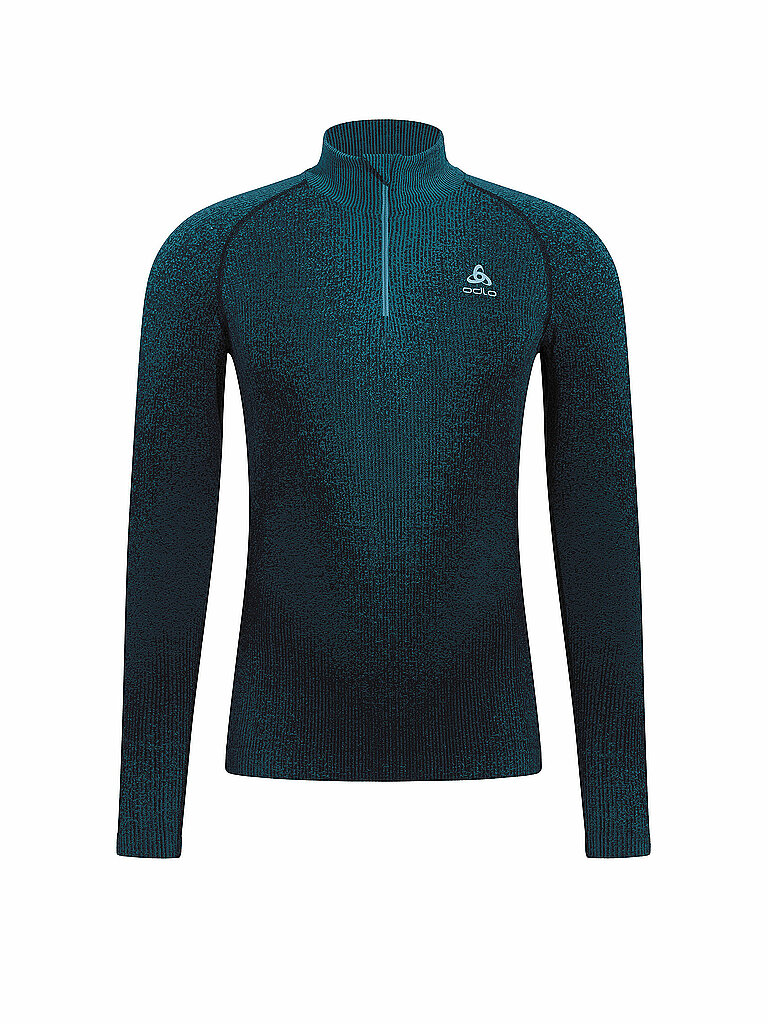 Odlo Base Layer Zip Recyceltes Polyester Seamless Blau