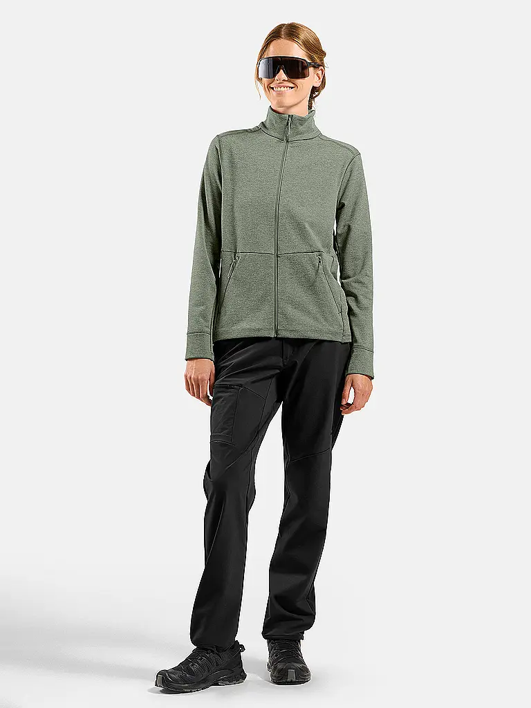 ODLO | Damen Laufshirt Zip Grid Fleece | olive