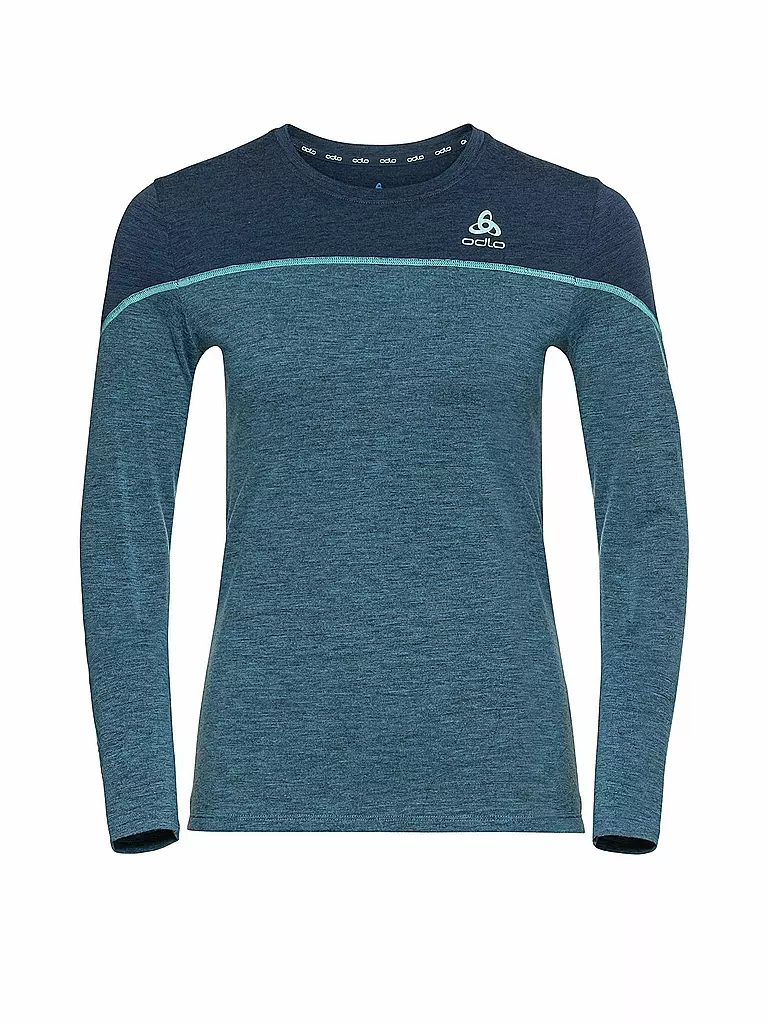 ODLO Damen Wool Revelstoke Performance Warm blau Unterzieh Shirt