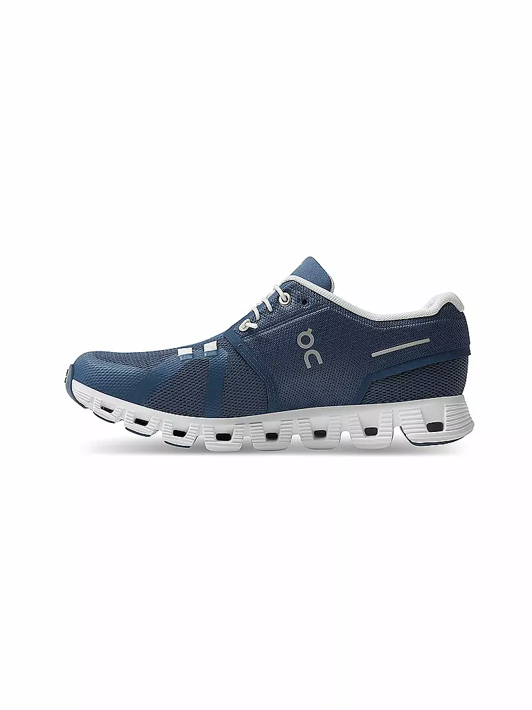 ON | Damen Laufschuhe Cloud 5 DENIM / WHITE | blau