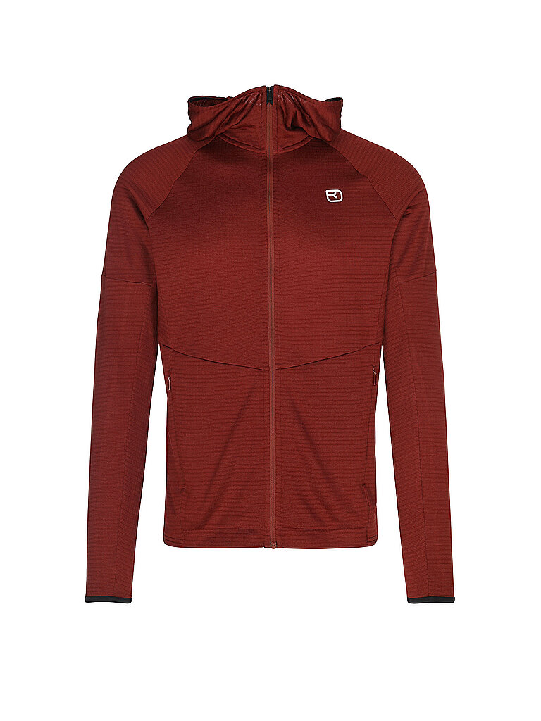 Ortovox Fleecejacke Light Grid Hoodie Polyester Wolle Polyamid Rot