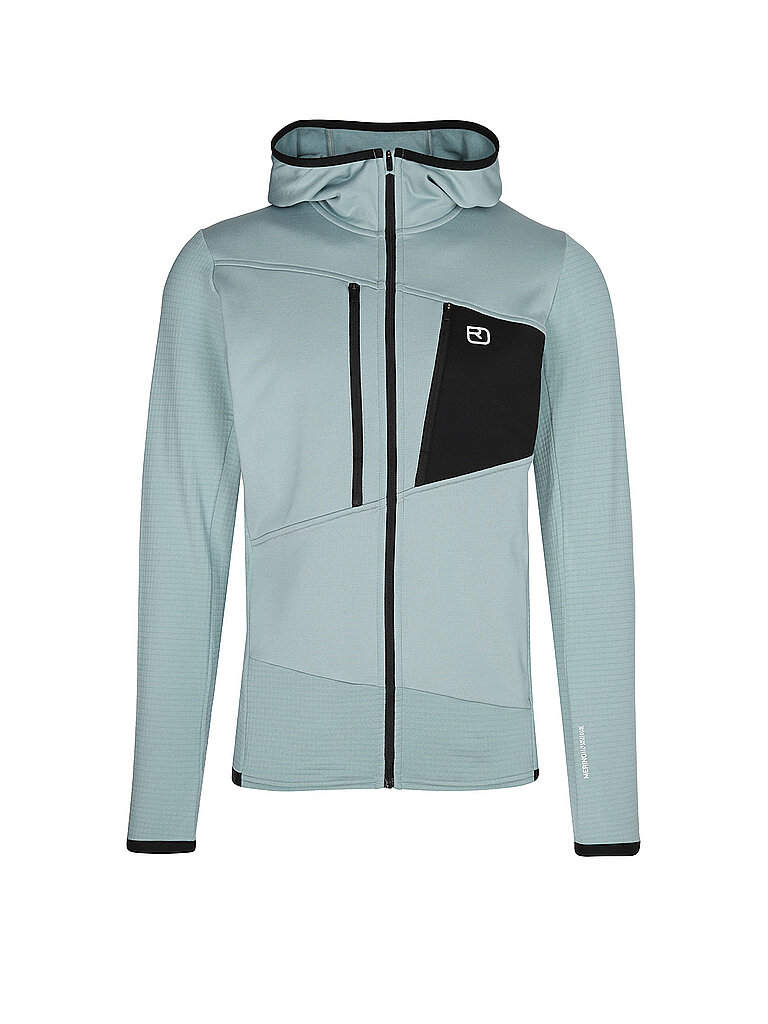 Ortovox Fleecejacke Grid Hoodie Merino-Fleece-Grid Hellblau