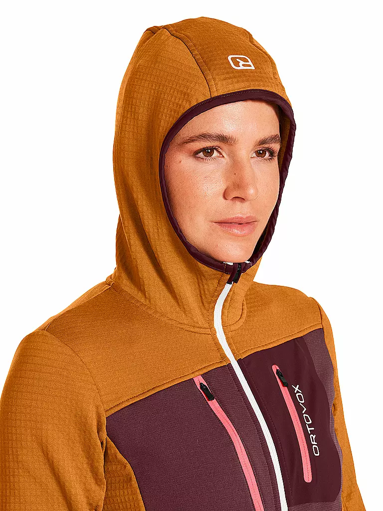 ORTOVOX | Damen Fleecejacke Grid Hoodie | orange