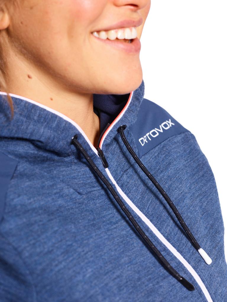 ORTOVOX | Damen Fleecejacke Merino Terry Hoody | blau