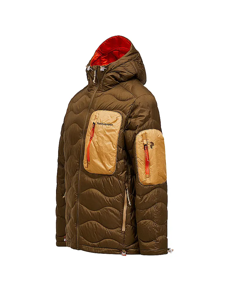 PEAK PERFORMANCE | Herren Daunenjacke Helium Utility  Hoodie | Hellbraun
