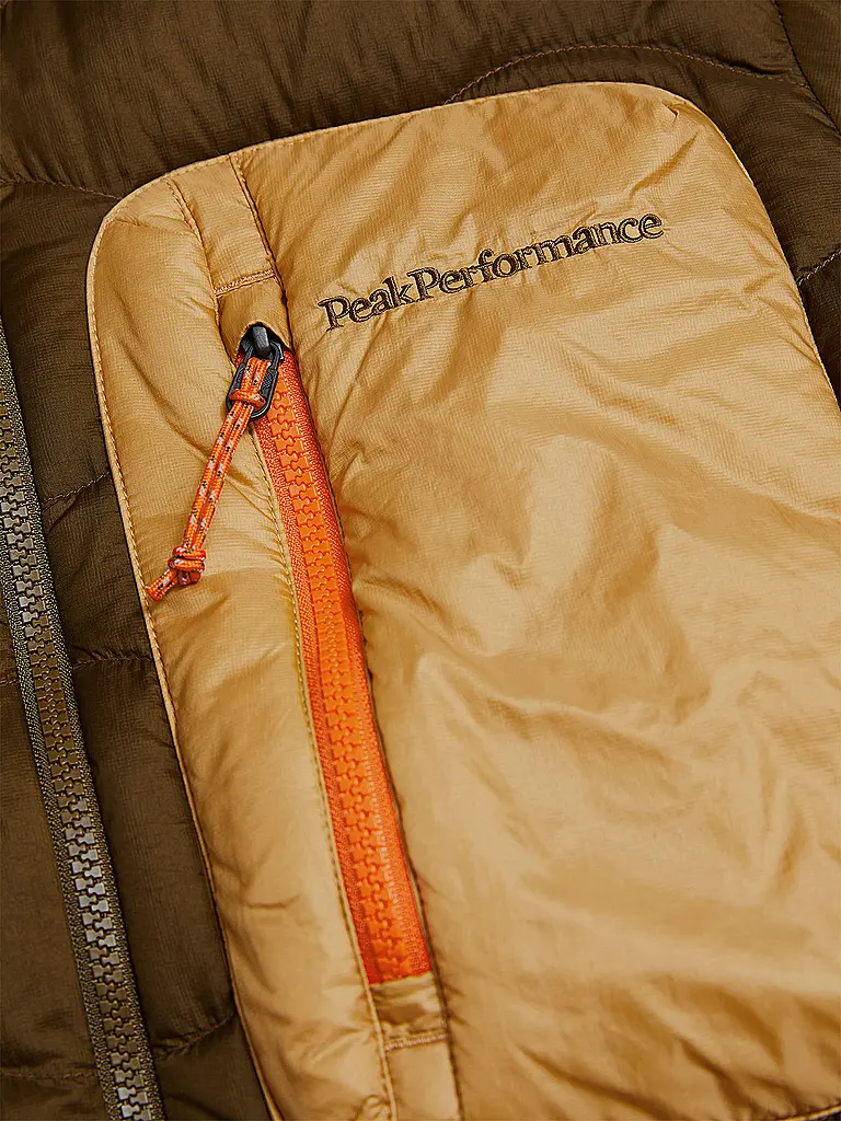 PEAK PERFORMANCE | Herren Daunenjacke Helium Utility  Hoodie | Hellbraun