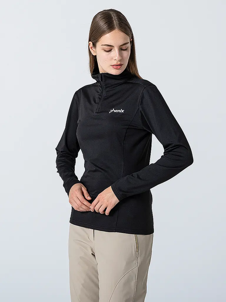 PHENIX | Damen Unterzieh Zipshirt Basic Set In Sleeve 1/2 | schwarz