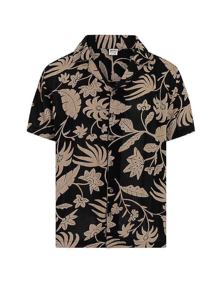 Protest Beachhemd Viskose Crêpe Kurze Ärmel Schwarz