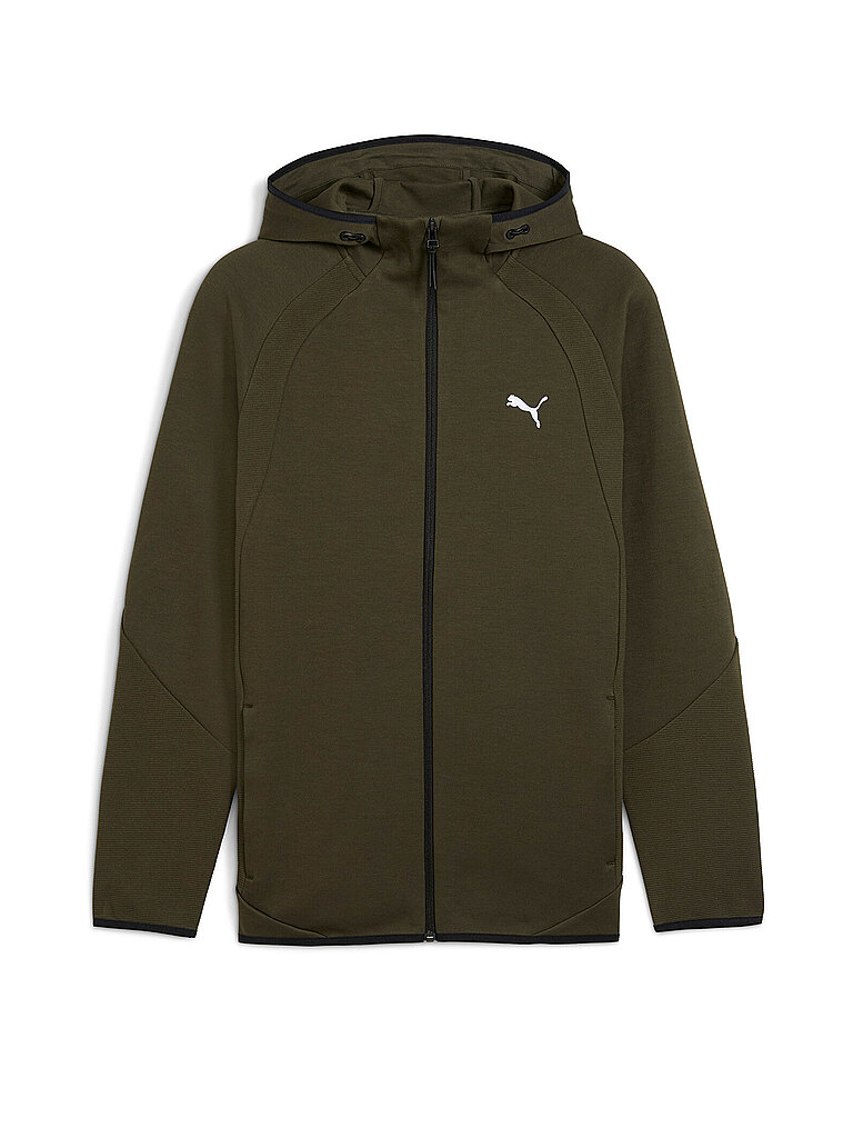 Puma Kapuzenjacke Evostripe Kordelzug Baumwolle-Polyester Olive