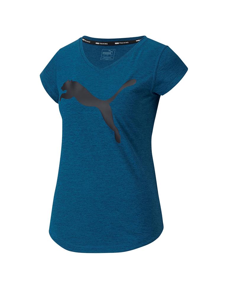 PUMA | Damen Fitnessshirt Heather Cat V-Neck | petrol