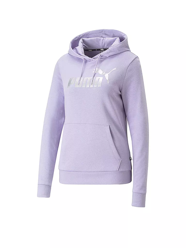 PUMA Damen Hoodie Essentials+ Metallic Logo lila