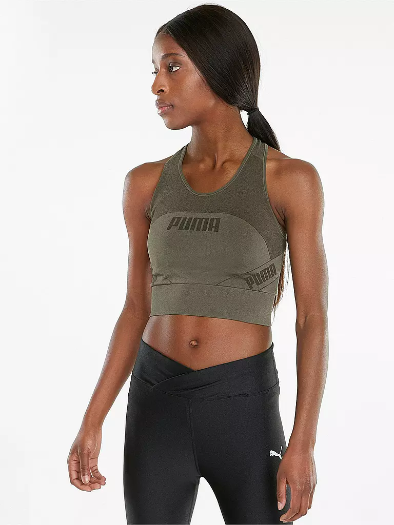 PUMA | Damen Top Evostripe Evoknit Crop | olive