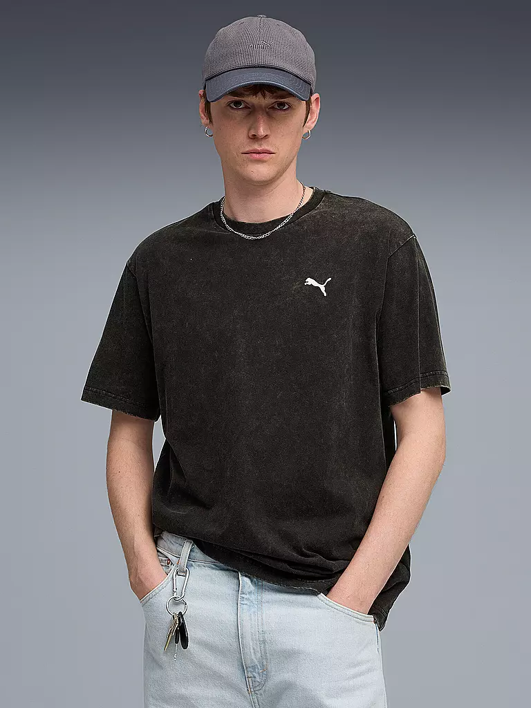 PUMA | Herren T-Shirt ESS ELEVATED Relaxed Wash | schwarz