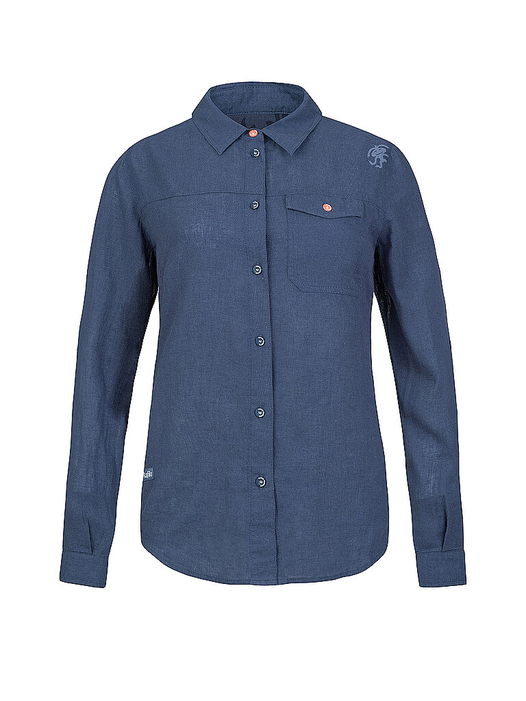 Rafiki Kletterbluse Saume Leinen Baumwolle Einfarbig Dunkelblau