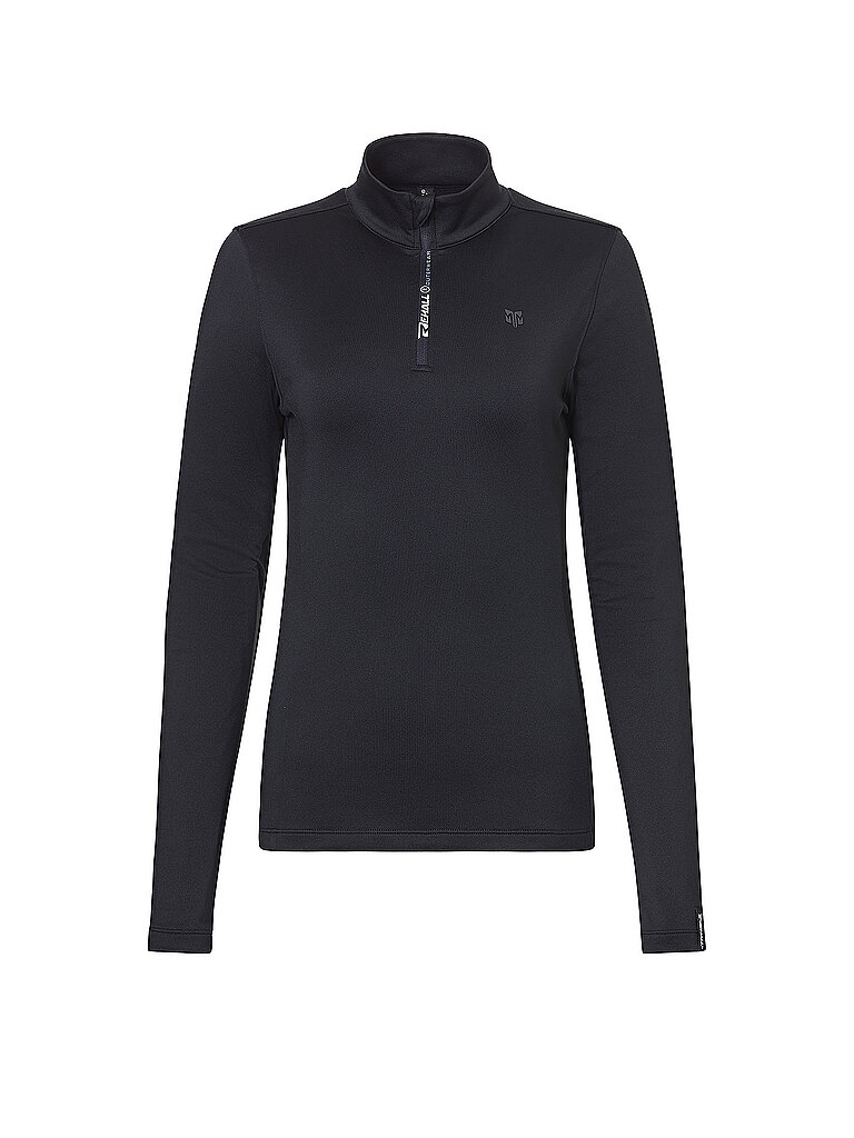 REHALL Zipshirt Stehkragen Reißverschluss Polyester-Spandex Schwarz