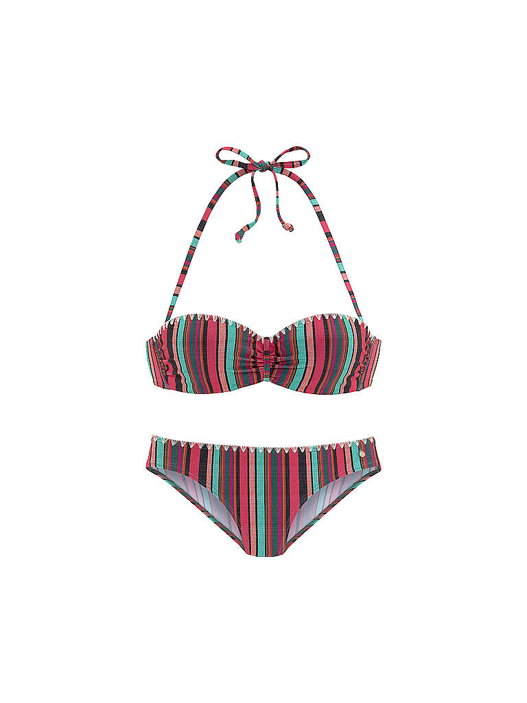 S.OLIVER | Damen Bandeau Bikini Streifen | rosa