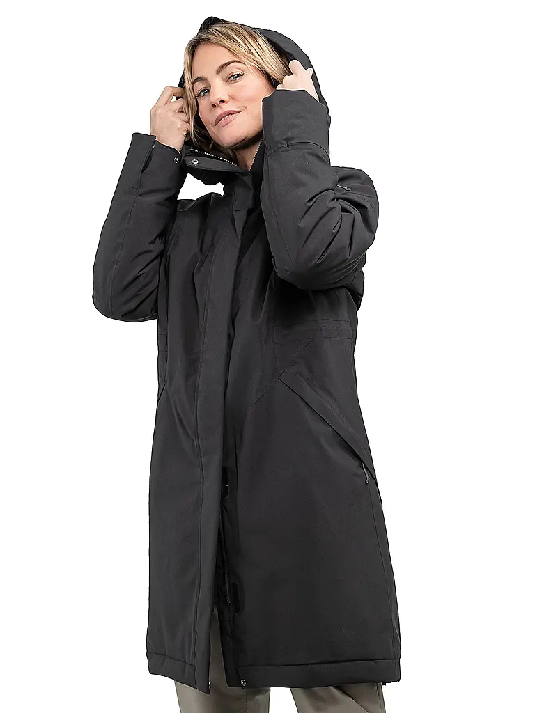 SCHÖFFEL | Damen Wintermantel Style Gregale Hoodie | schwarz