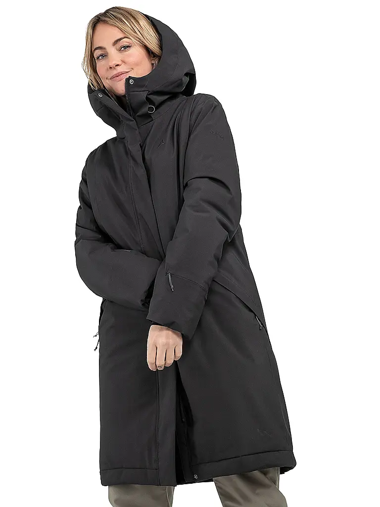 SCHÖFFEL | Damen Wintermantel Style Gregale Hoodie | schwarz