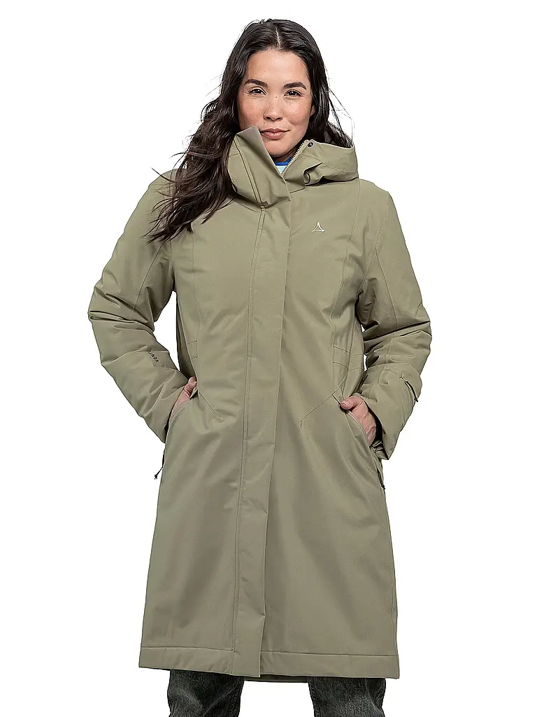 SCHÖFFEL | Damen Wintermantel Style Gregale Hoodie | olive