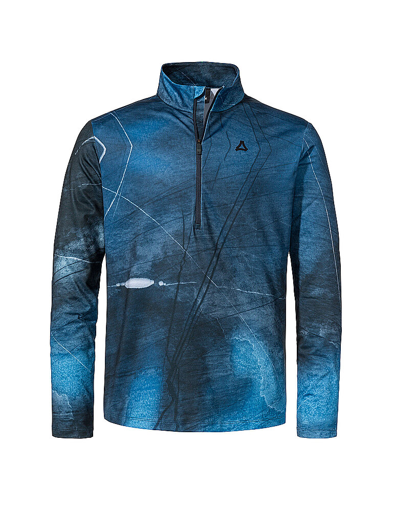 Schöffel Zipshirt Half-Zip Allover-Print Fleece Dunkelblau