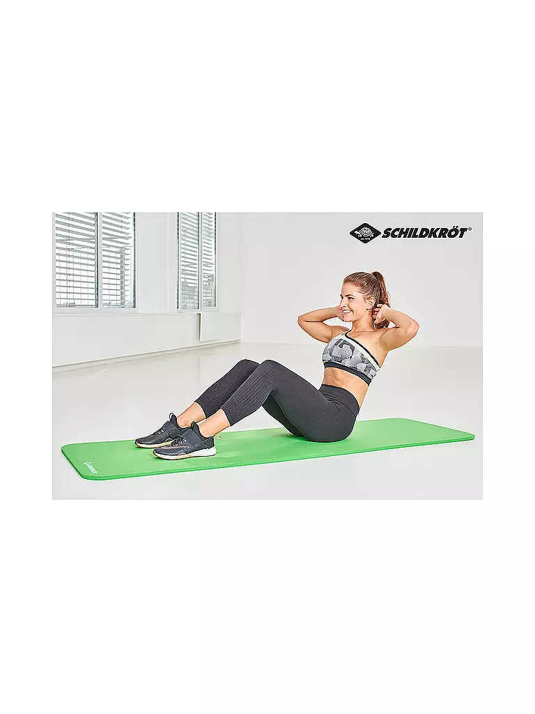 SCHILDKRÖT |  Fitnessmatte, 15 mm, Grün, mit Tragegurt | 