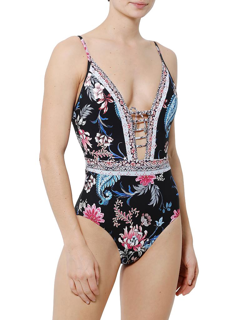 SEAFOLLY | Damen Badeanzug Water Garden | schwarz